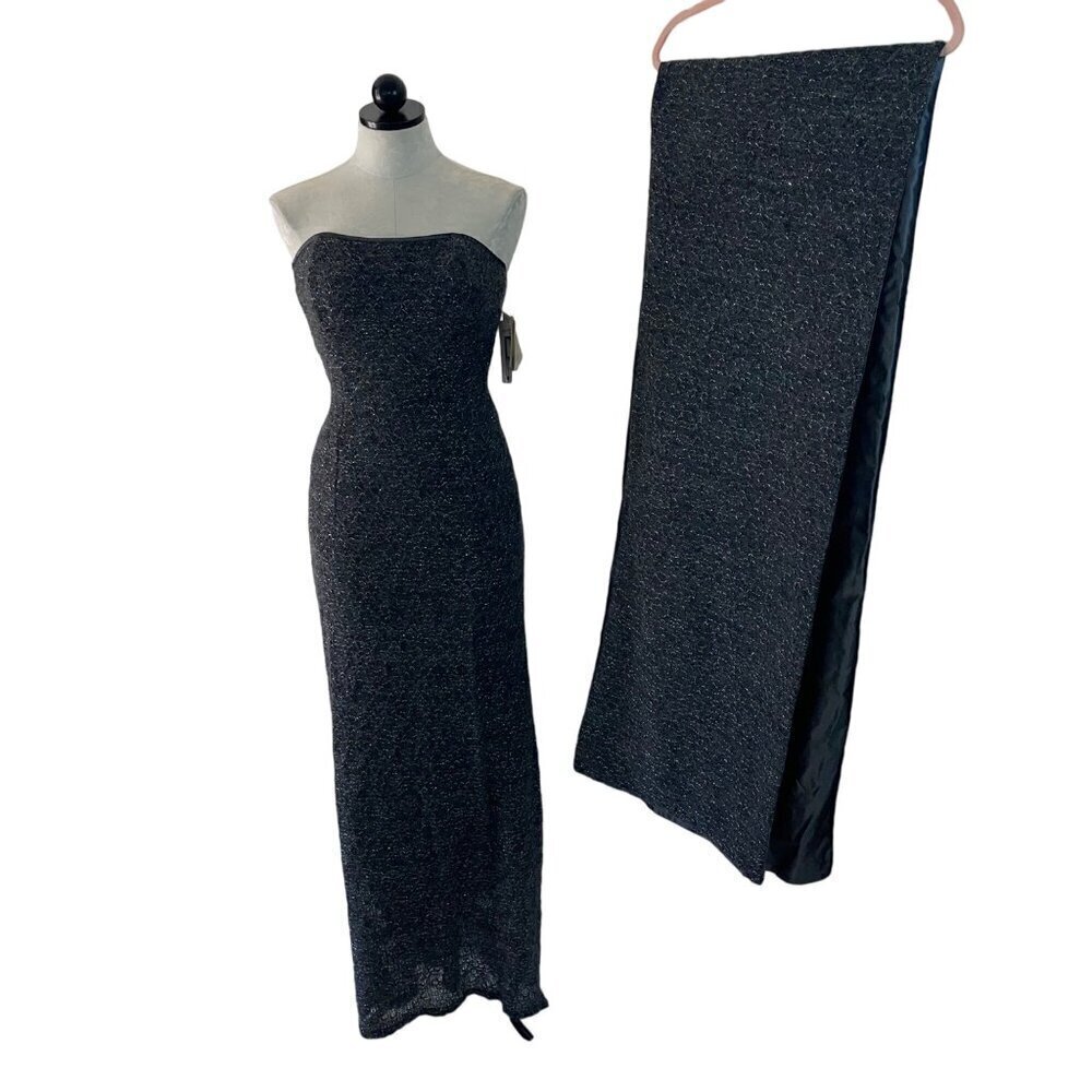 Jessica McClintock Vintage Womens Dress Shawl Size 8 Gray Metallic Deadstock